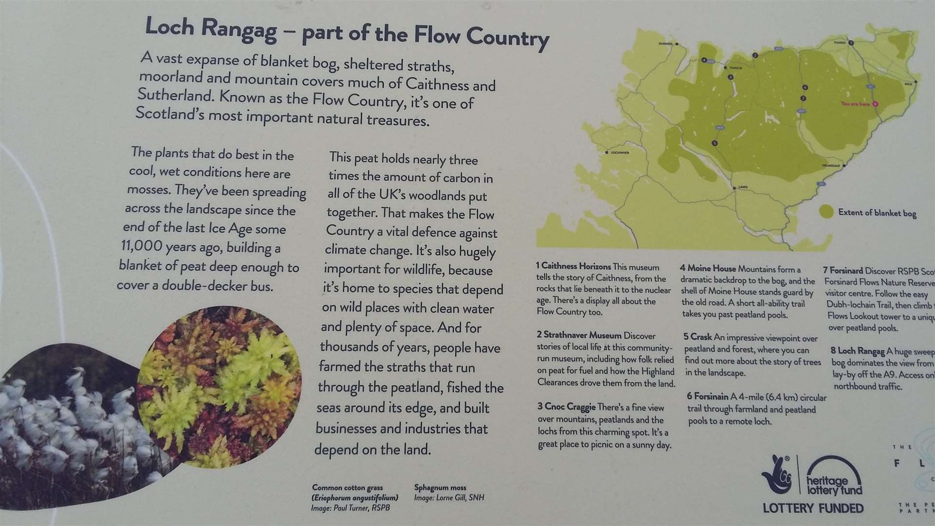 The information panel detailing Loch Rangag and the Flow Country.