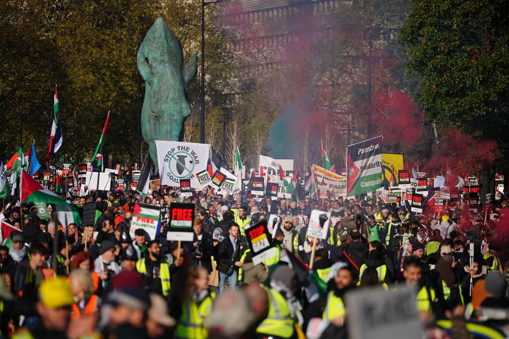 A pro-Palestinian protest in Park Lane (Victoria Jones/PA)