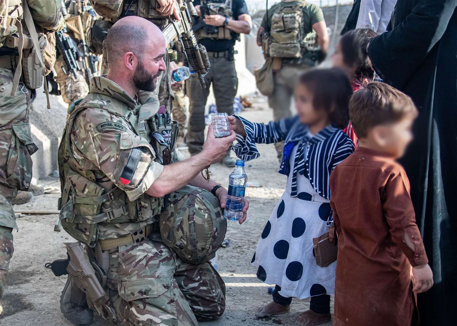 Lt Cdr Alex Pelham Burns, a member of the UK Armed Forces during the evacuation of entitled personnel from Kabul airport (Ministry of Defence/PA)