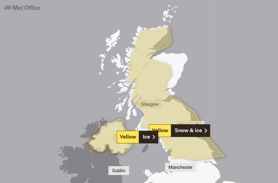 The wider UK weather warning issued by the Met Office.