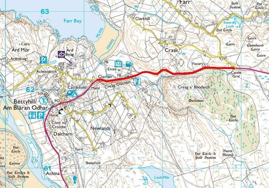 The section of road (shaded in red) will be closed for five days next week. Picture: Highland Council.