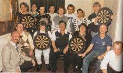 Jocky Wilson with local players in 1992. Photo: John Macrae