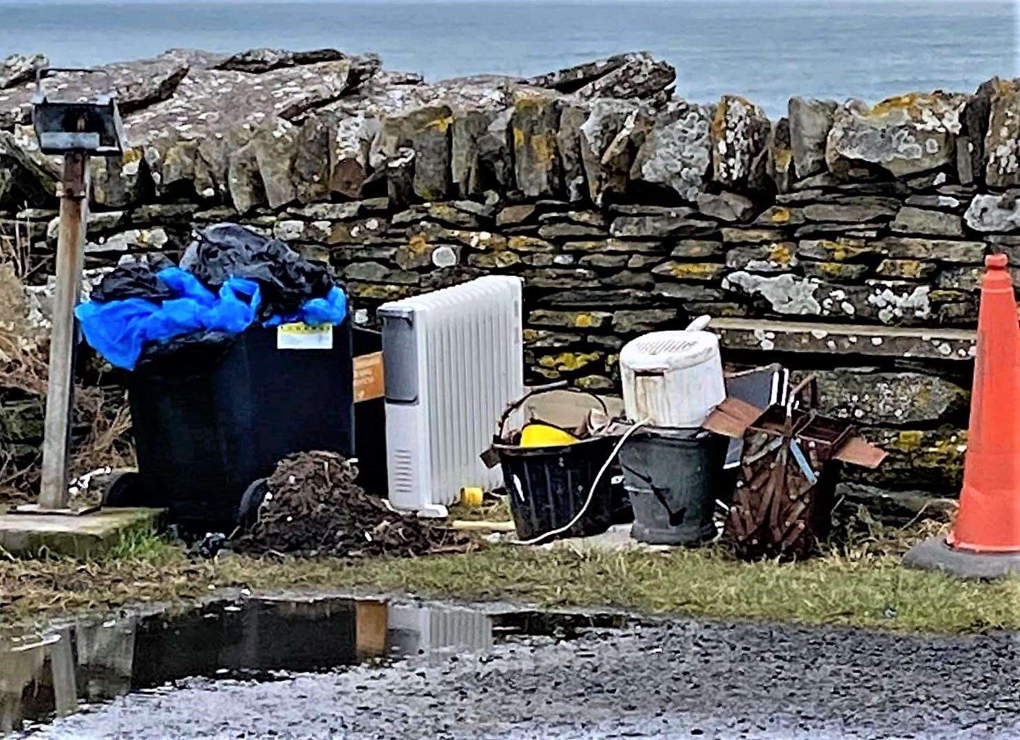 This picture of fly-tipping at the Trinkie area near Wick had local people respond with anger when shared on social media.