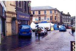Cars parked in the pedestrian-priority area in Wick’s town centre. Community councillor Wendy Campbell says this happens regularly.