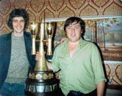 Angus Ross (right) qualified for the BDO World Championship twice.