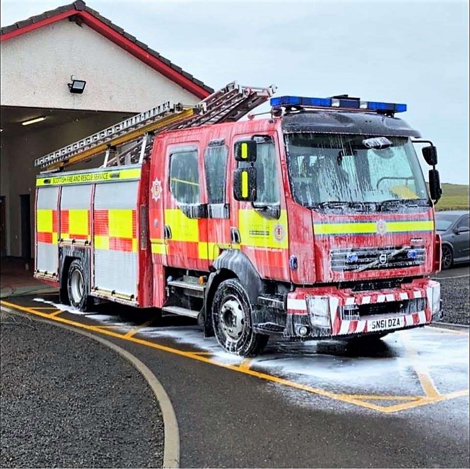 One of the fire appliances at John O'Groats gets a wash down. The station is looking for crew members.