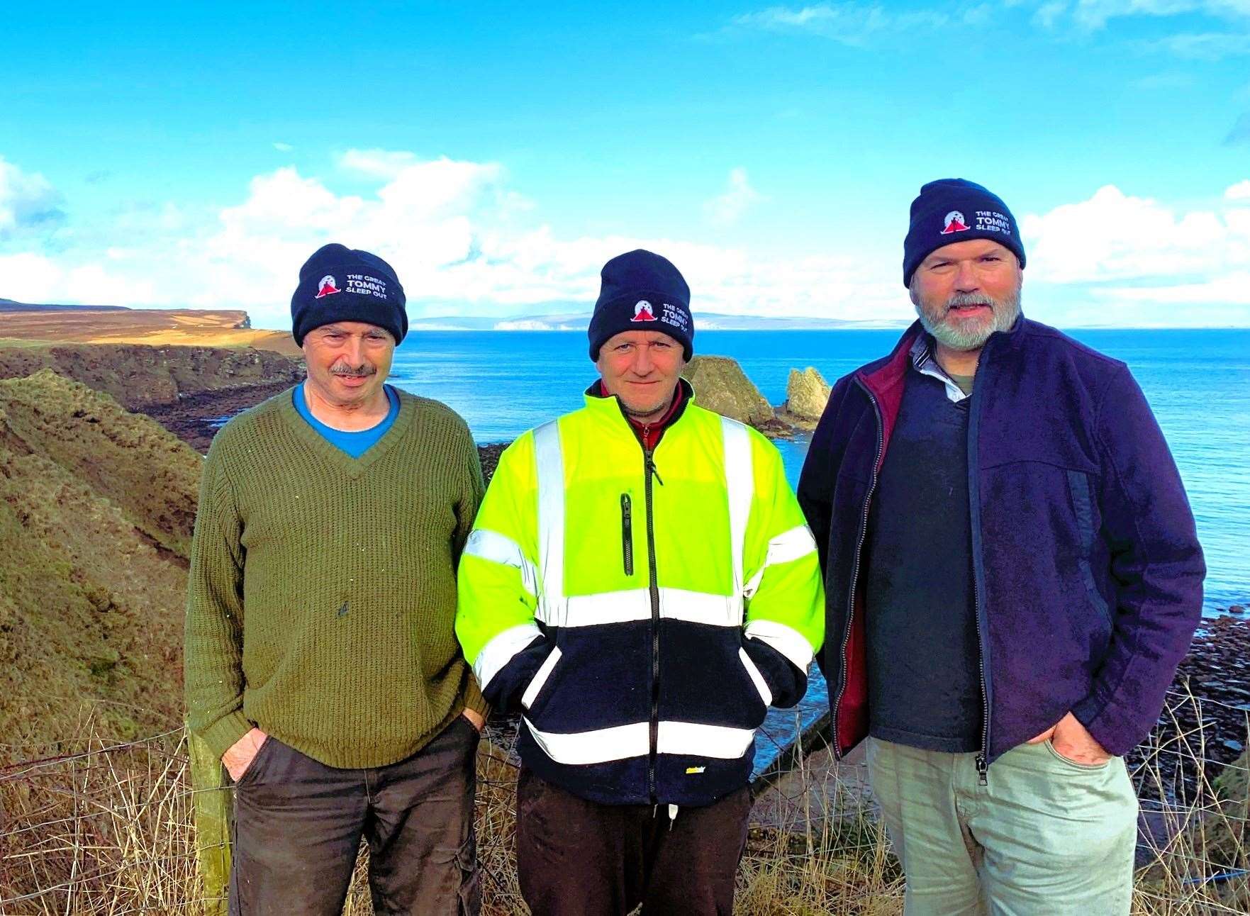 Sleeping outside to help homeless veterans are, from left, George Pain, Phil Boardman and Ivor Thomas. Picture supplied