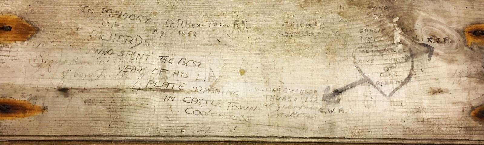The messages were noticed while panels were being stripped out during renovation. Picture: Neil Buchan