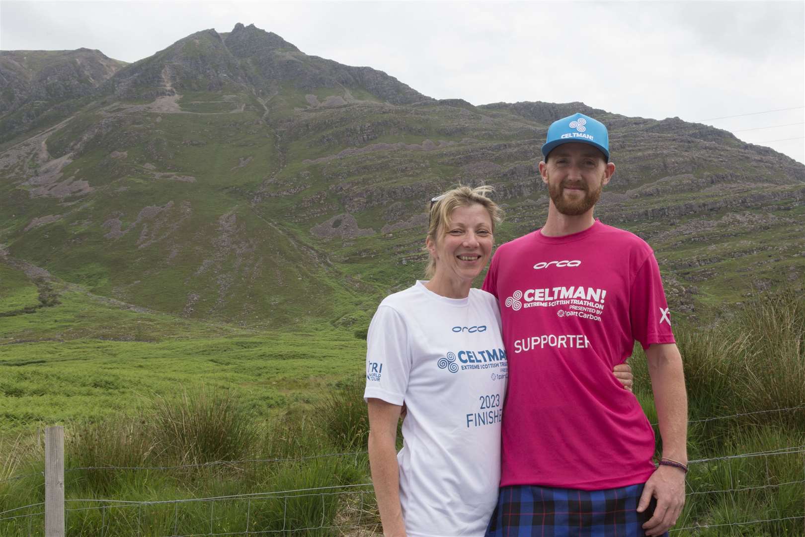 The day after the proposal Debbie Larnach and Steven Munro in Torrodon for the teeshirt ceremony where she and others received their Celtman Extreme Scottish Triathlon finishers teeshirts. Photo: Robert MacDonald/Northern Studios
