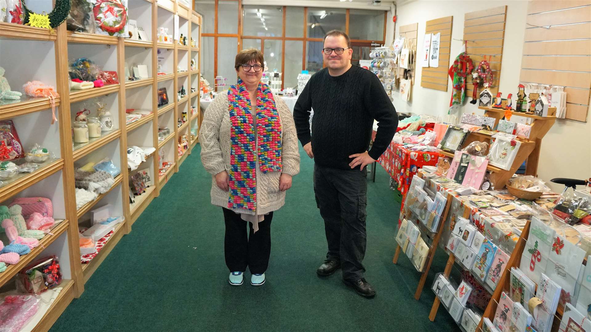 Crafter Trina Gunn and Darren Campbell at the Highland Gift Shop on Bridge Street. Picture: DGS