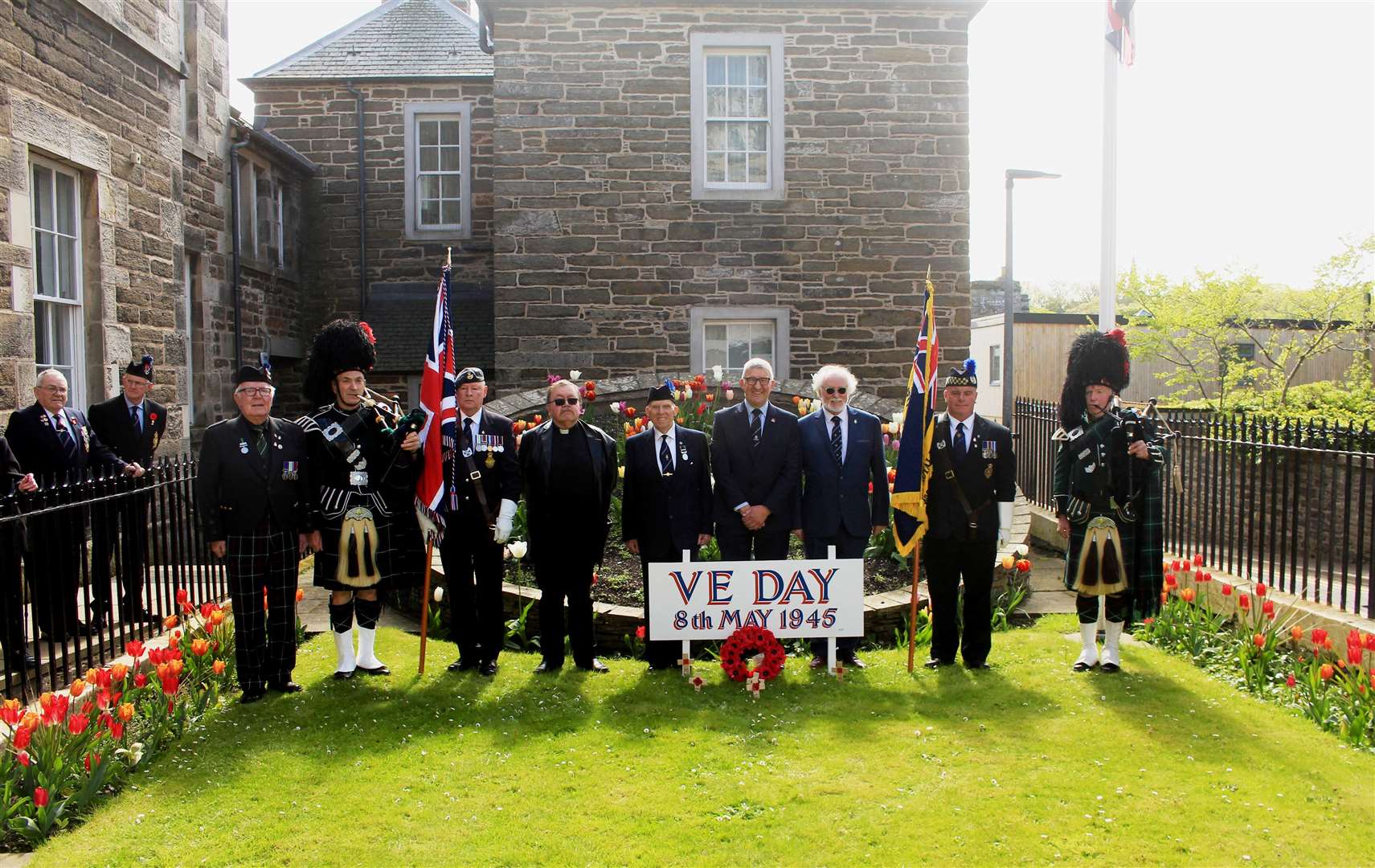 From left: Robbie Mackintosh, Gordon Tait, Kevin McDonald, the Rev John Nugent, Alex Paterson, Willie Watt, Murray Lamont, Kevin Stewart and Alasdair Miller. Picture: Alan Hendry
