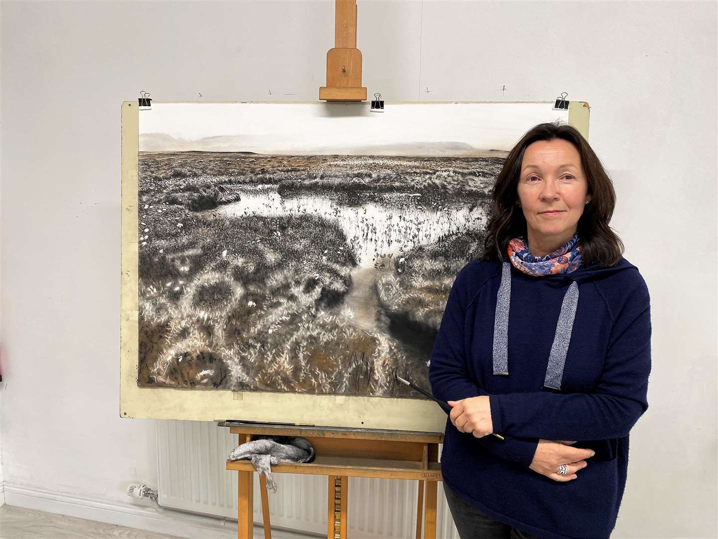 Magi Sinclair with her detailed study of the Flow Country that has been shortlisted for a major award.