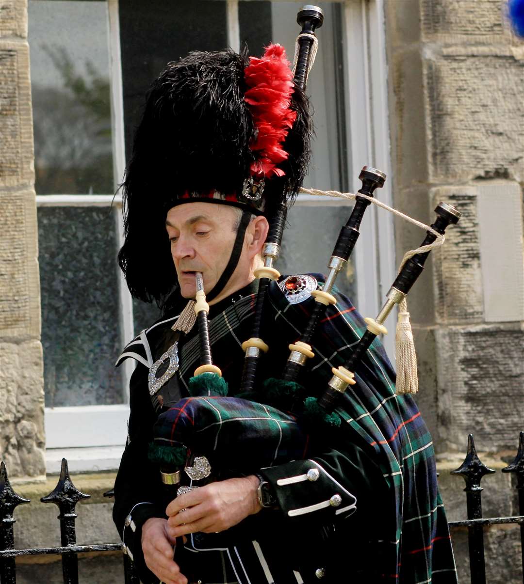 Pipe Corporal Gordon Tait, of Wick RBLS Pipe Band, playing the lament Flowers of the Forest. Picture: Alan Hendry