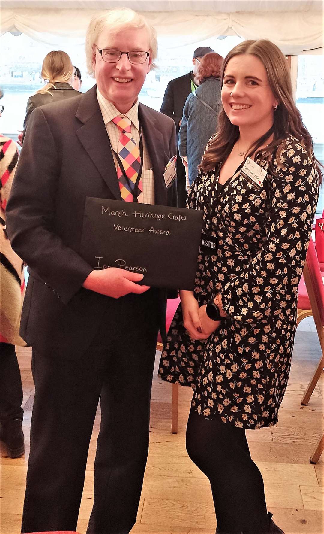 Ian Pearson with trust manager Annie McCarthy of the Marsh Charitable Trust which sponsored his award.