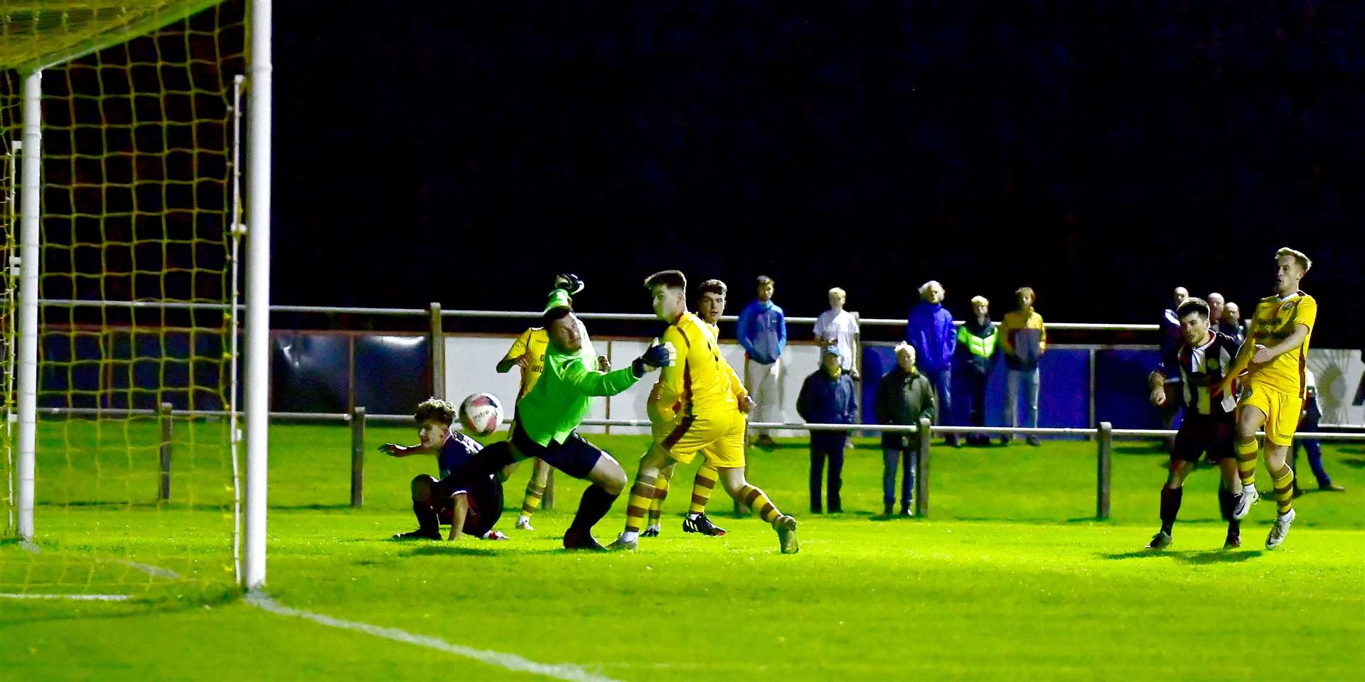 Sean Campbell's shot beats Forres keeper Stuart Knight to bring Wick level at 1-1 at Mosset Park last night. Picture: Mel Roger