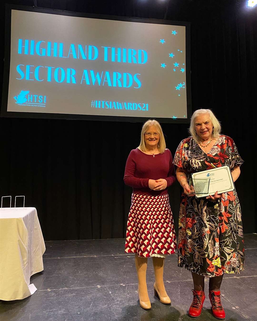 Board Trustee of the Year Helen Allan (right) with Thurso Youth Club treasurer Jean Mackay at the HTSI Awards in Strathpeffer.