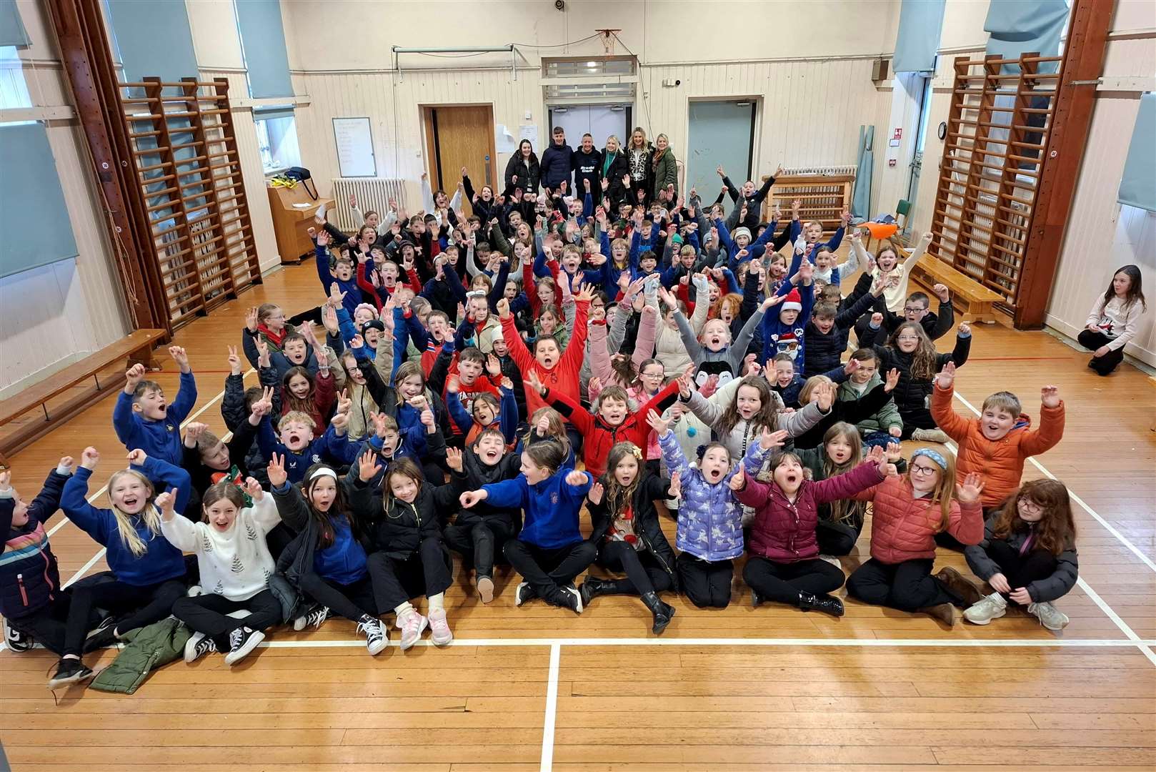 John Robertson with Miller Academy P4-P7 classes