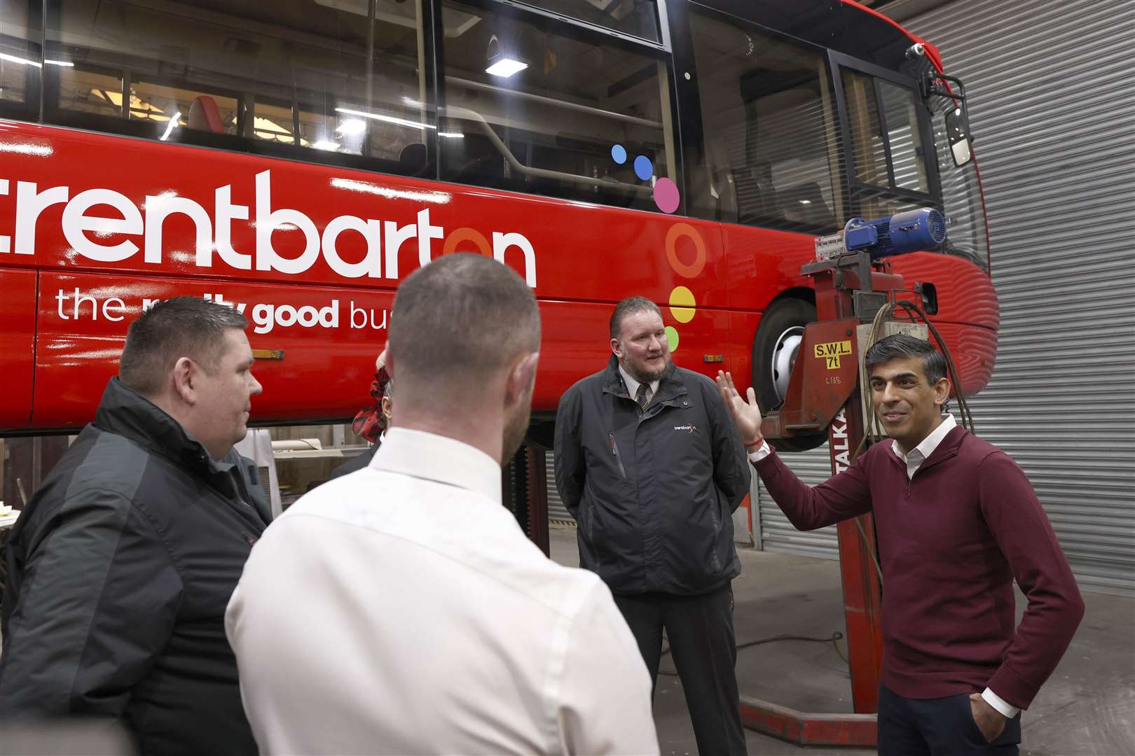 Prime Minister Rishi Sunak speaks to employees during a local elections campaign launch (Darren Staples/PA)