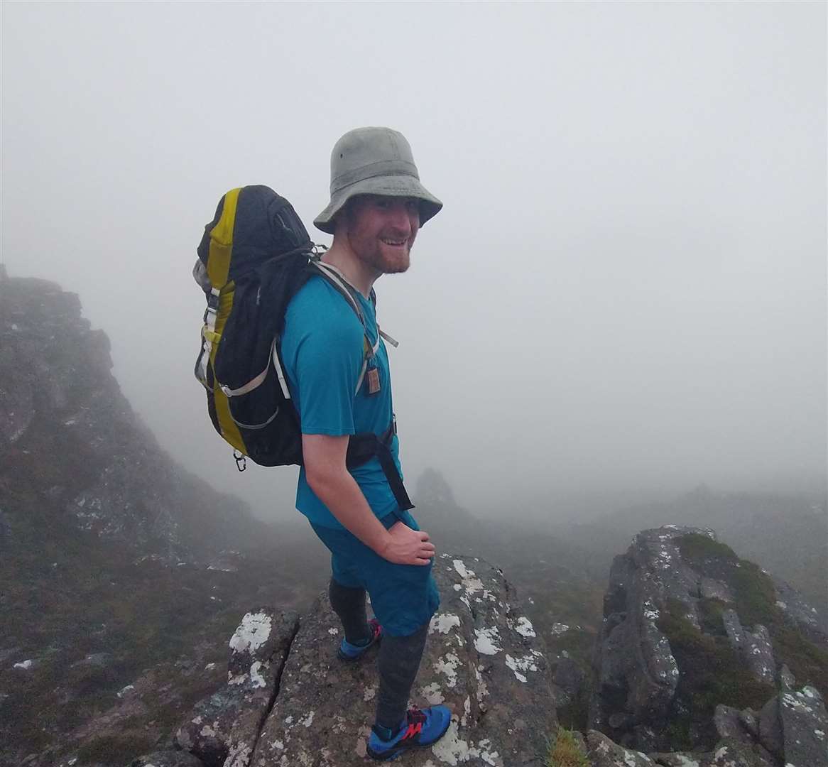 James takes Stac Pollaidh in his (long) stride. Picture: Hector Mackenzie