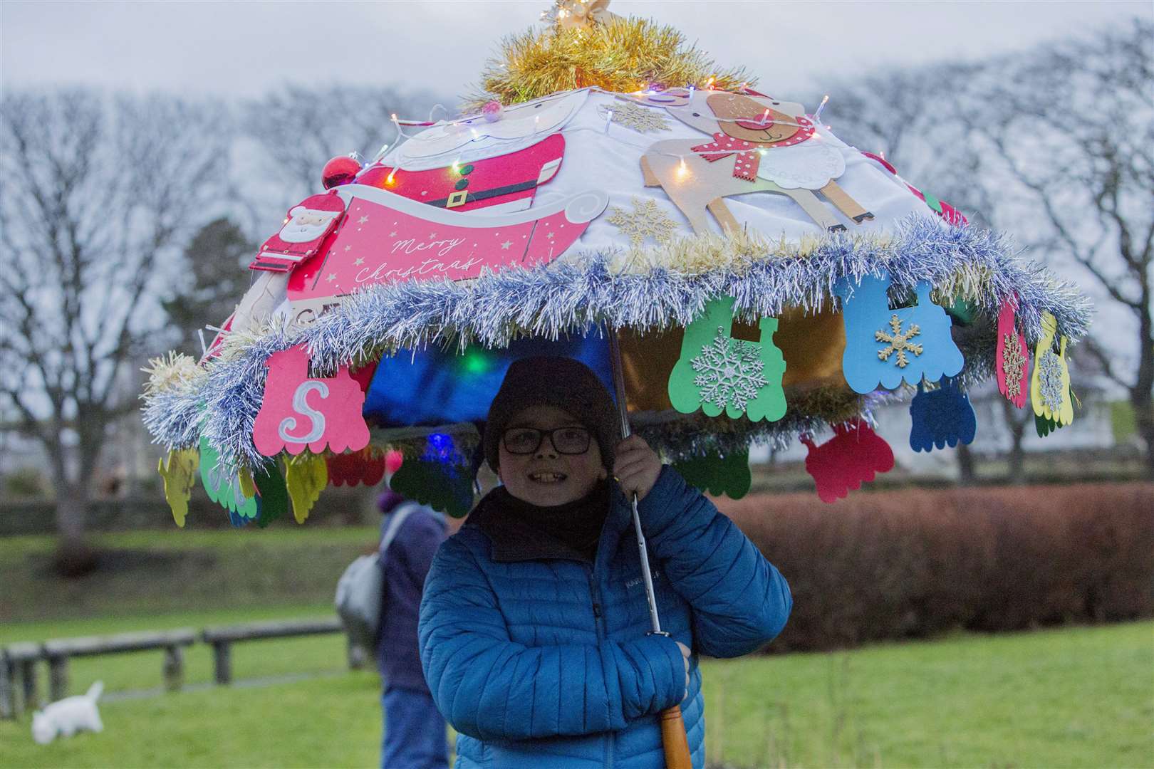 Ten-year-old Finn Gallagher all ready for the Wick Fun Day umbrella parade. Picture: Robert MacDonald / Northern Studios