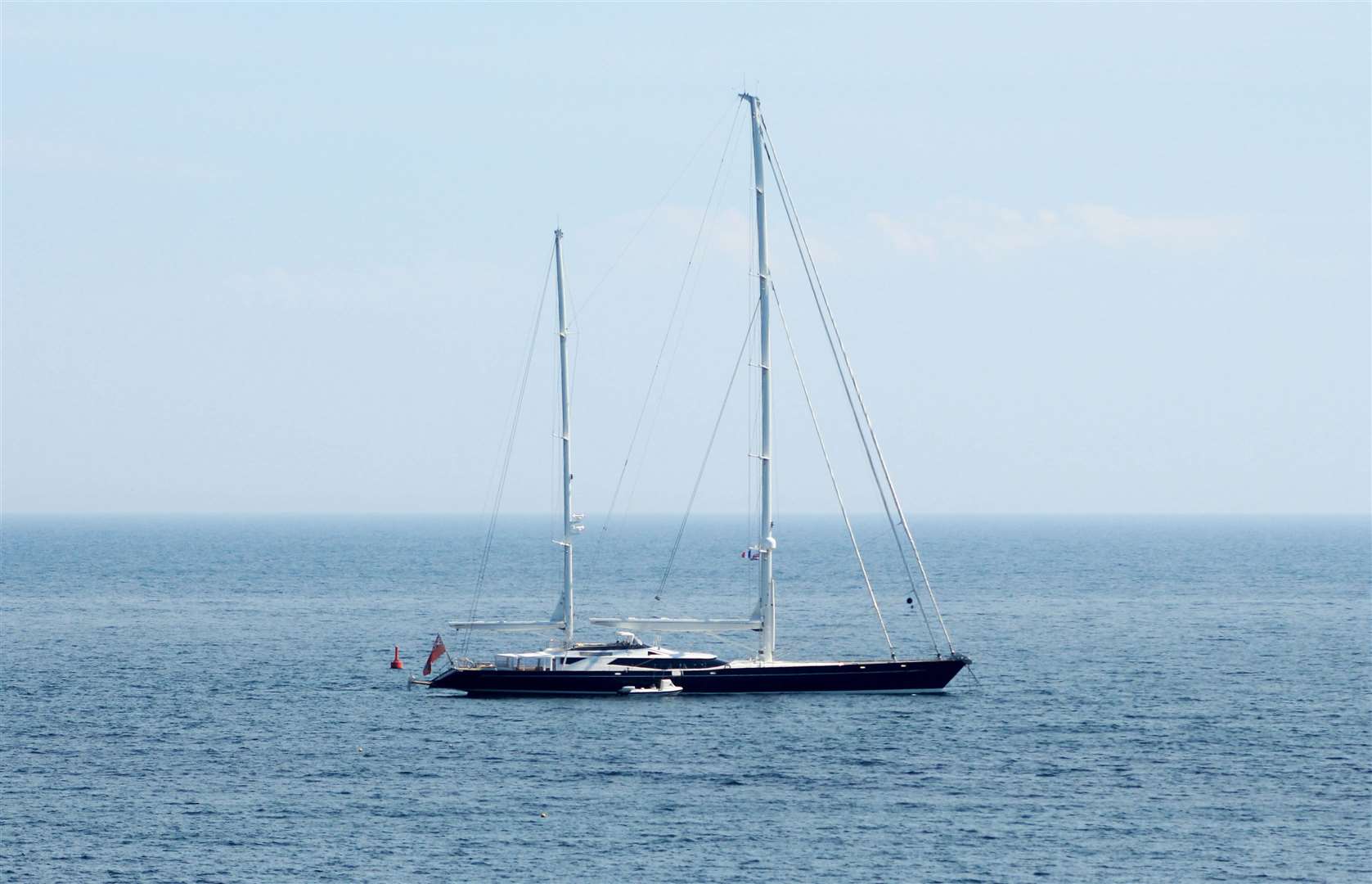 Drumbeat in Wick Bay on Sunday. The yacht can be chartered for 210,000 euros a week.