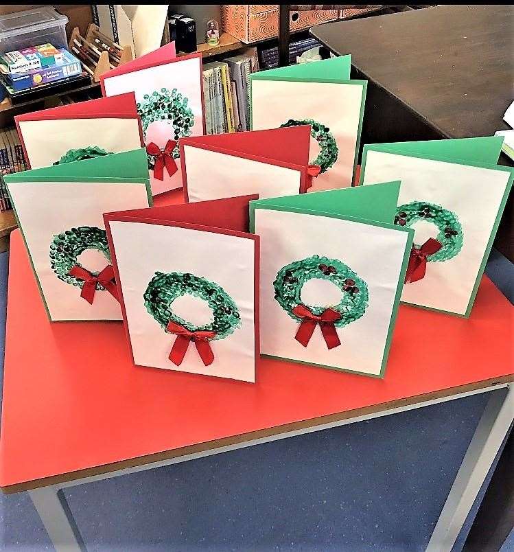 Watten Primary School children made these festive cards as well.