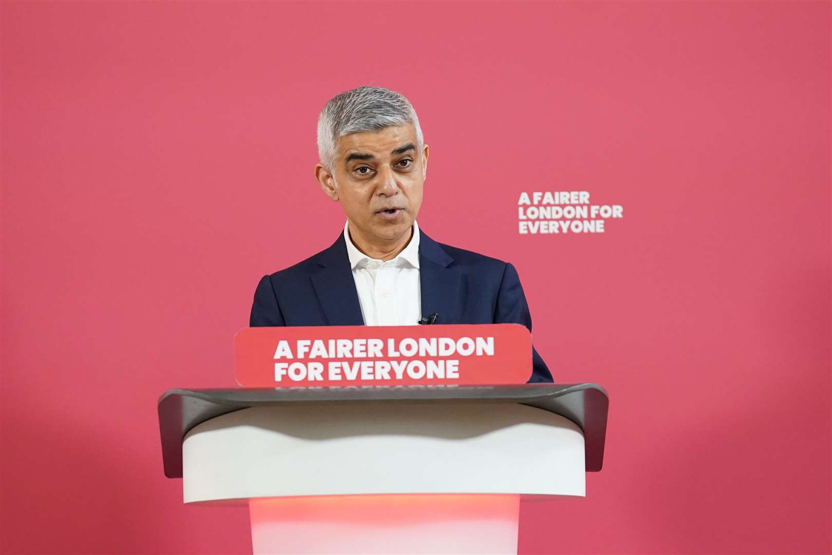 Mayor of London Sadiq Khan launching his re-election campaign in west London (Stefan Rousseau/PA)