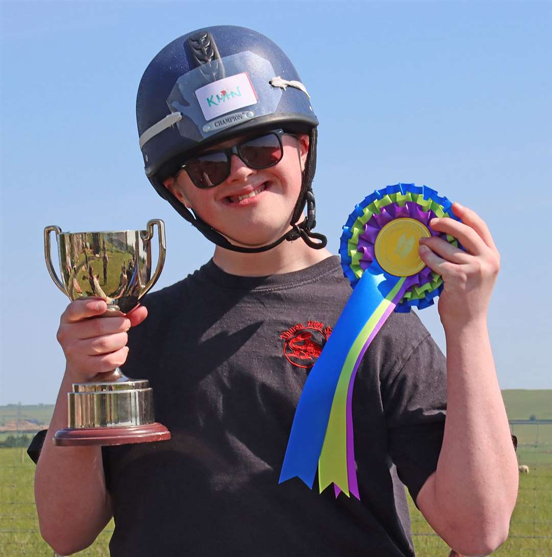 Trophy and rosette for Kian Davidson. Picture: Neil Buchan