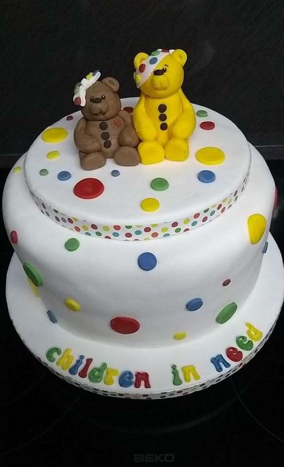 The Pudsey bear cake which is set to go to a local charity.